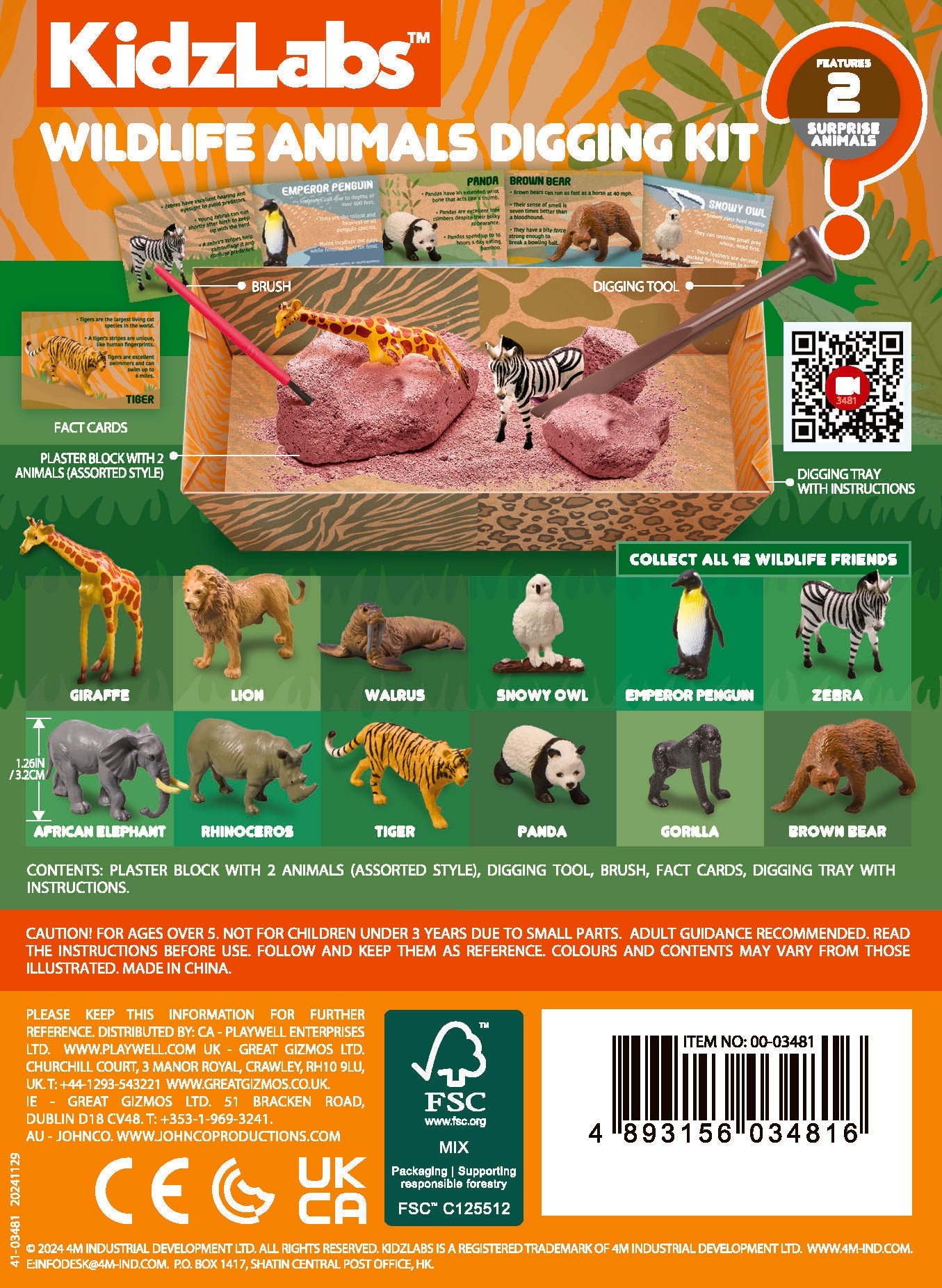 KIDZLABS/WILDLIFE ANIMAL DIGGING KIT