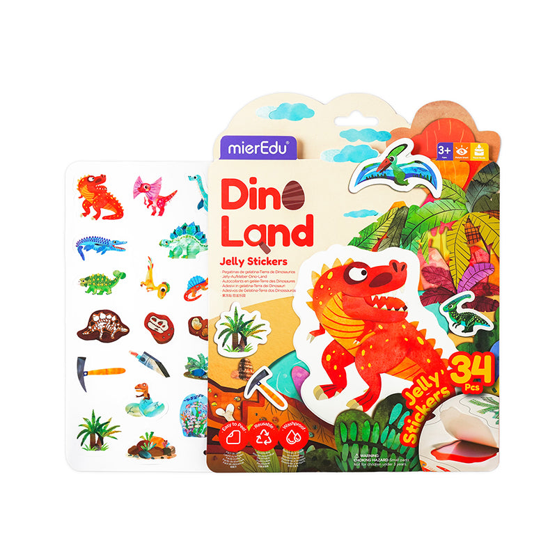 Stickers de Gel Reusables - Tierra de Dinosaurios