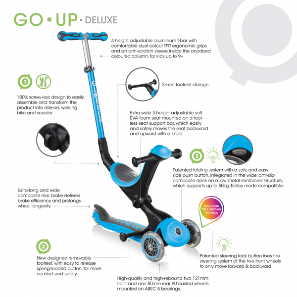 Patineta Go Up Deluxe - 3 en 1 Rosada