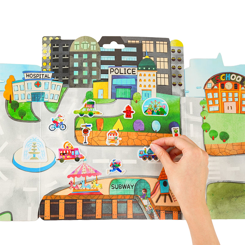 Stickers de Gel Reusables - Ciudad en Movimiento
