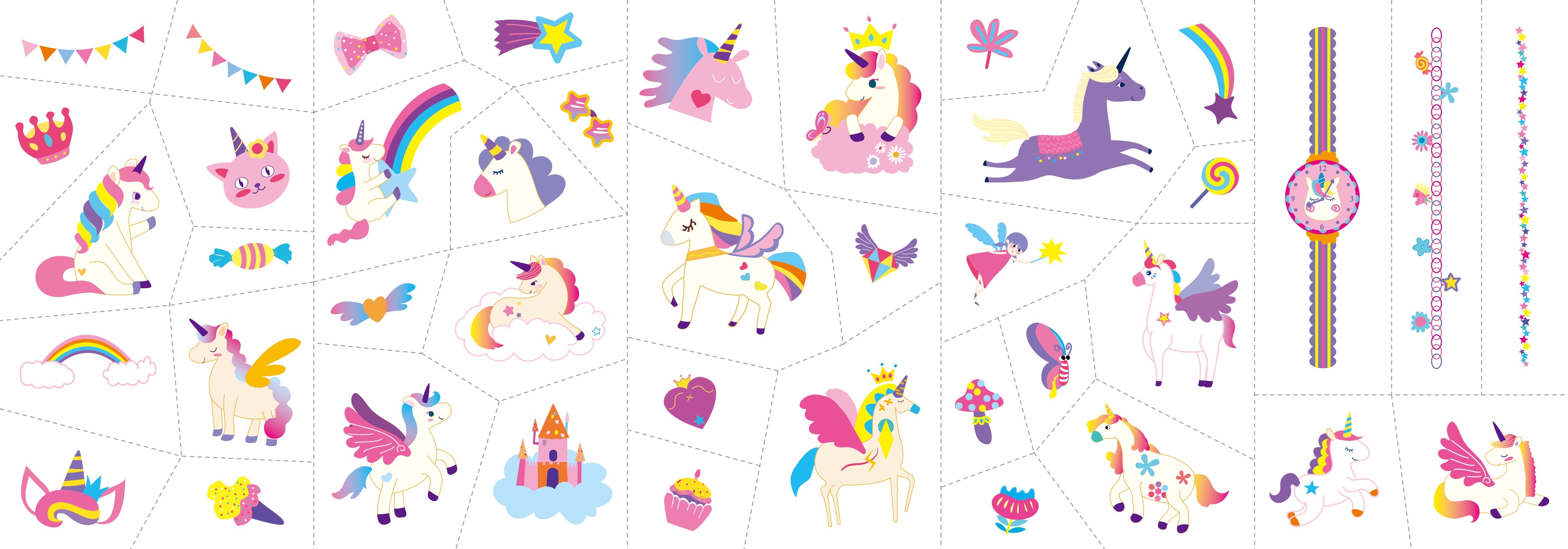 Tatuajes y Stickers Uñas Unicornios