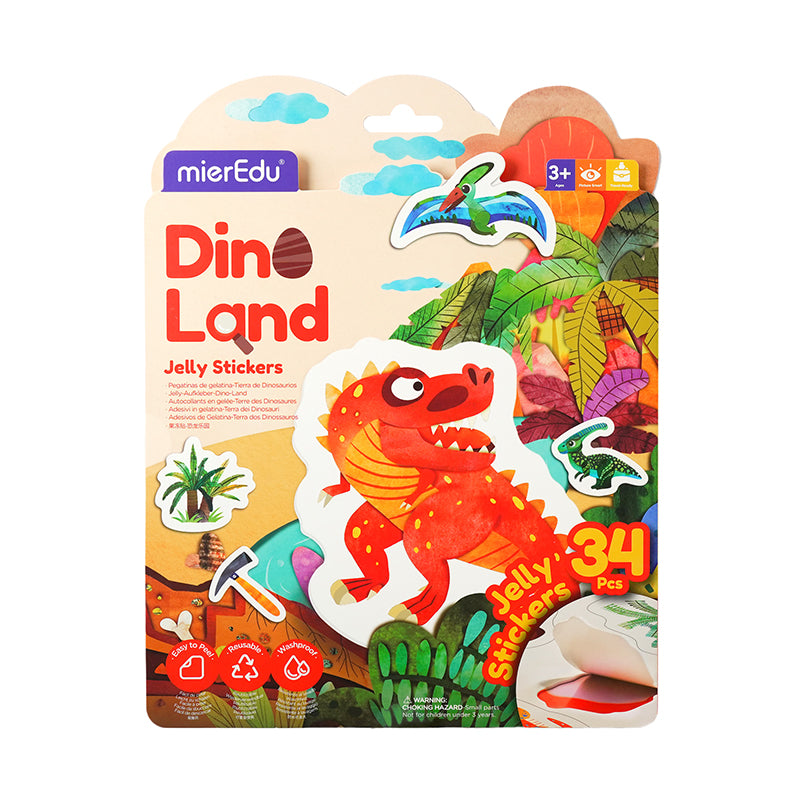 Stickers de Gel Reusables - Tierra de Dinosaurios
