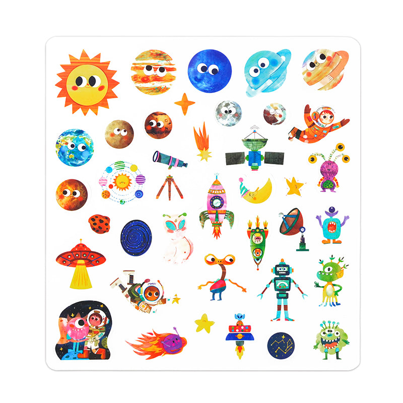 Stickers de Gel Reusables - Explorador Espacial