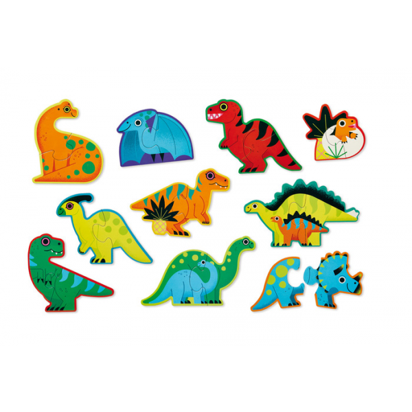 Rompecabezas 2 Piezas Dinosaurios - 10 Pares