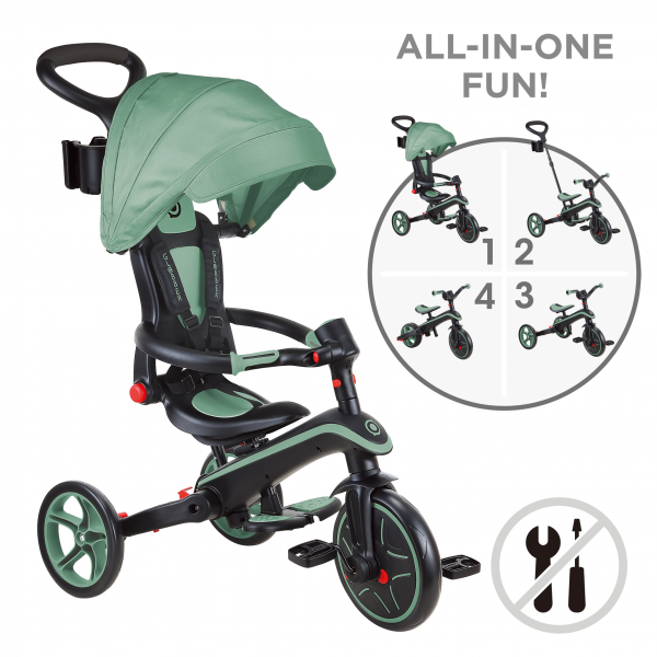 Triciclo Explorer 4 en 1 Verde Oliva - Plegable