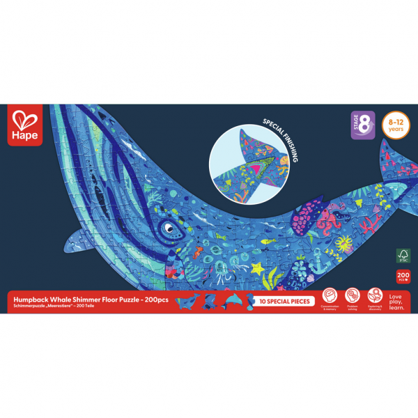 Rompecabezas de Suelo Brillante de Ballena - 200 pzs