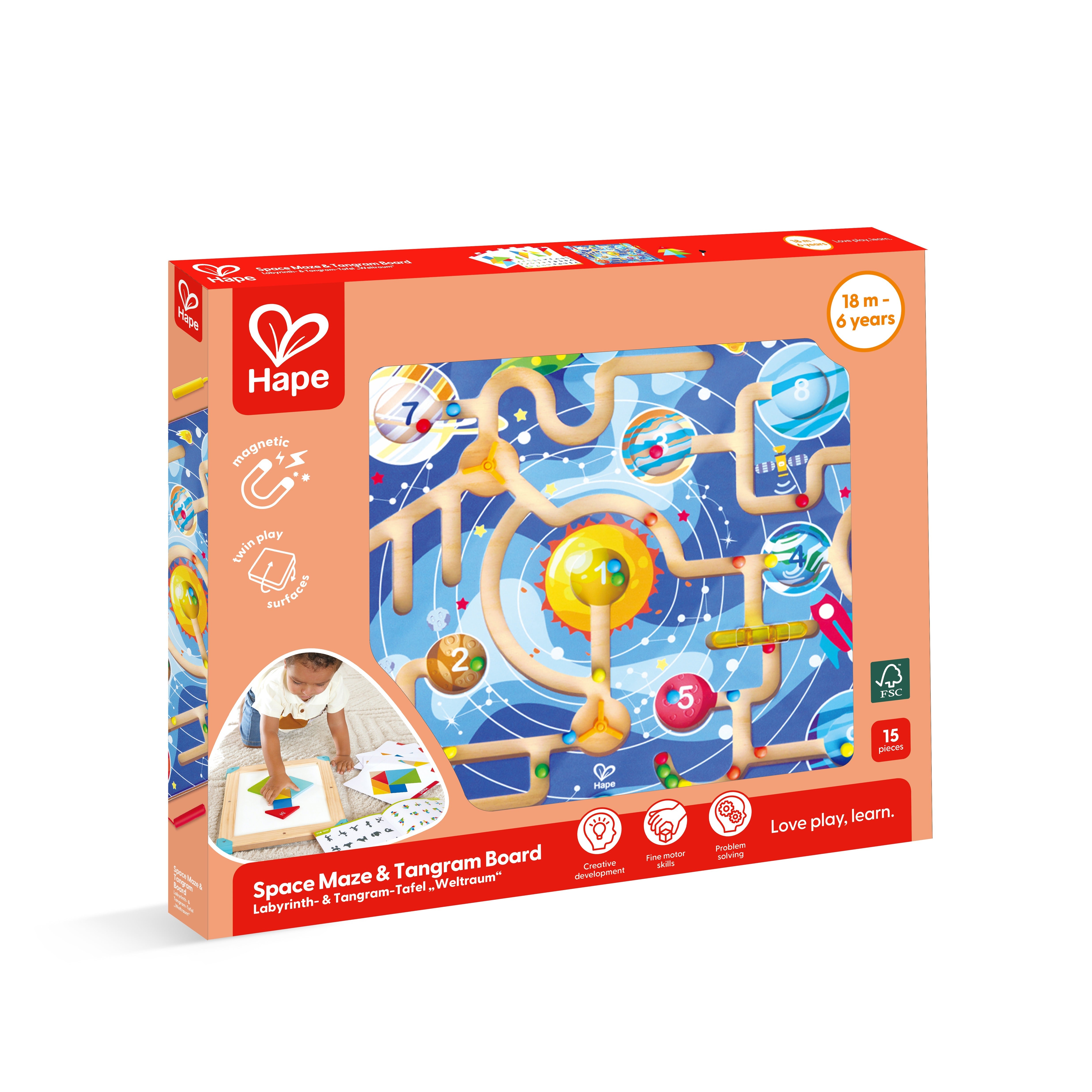2 IN 1 SPACE MAZE & TANGRAM BOARD