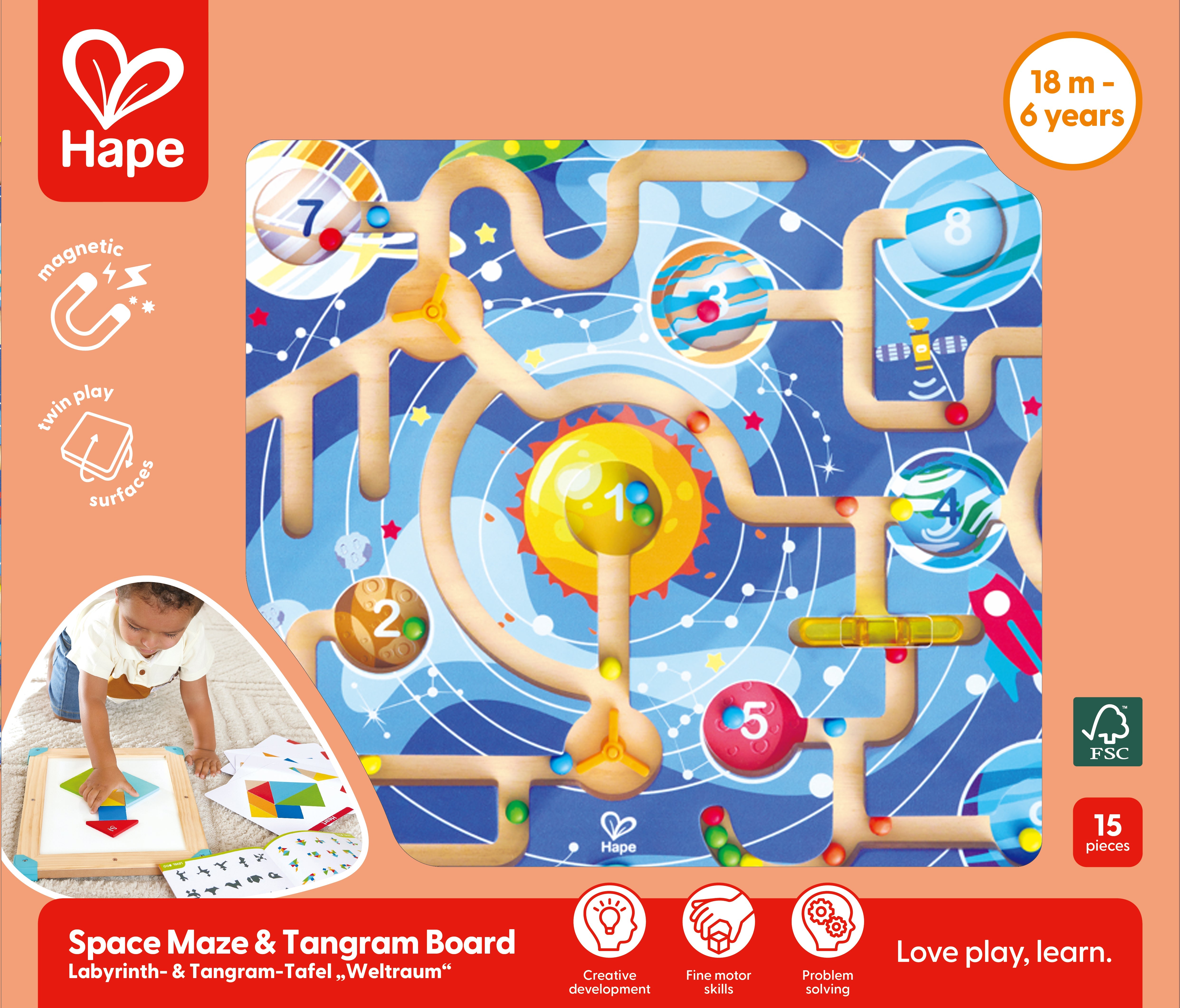 2 IN 1 SPACE MAZE & TANGRAM BOARD