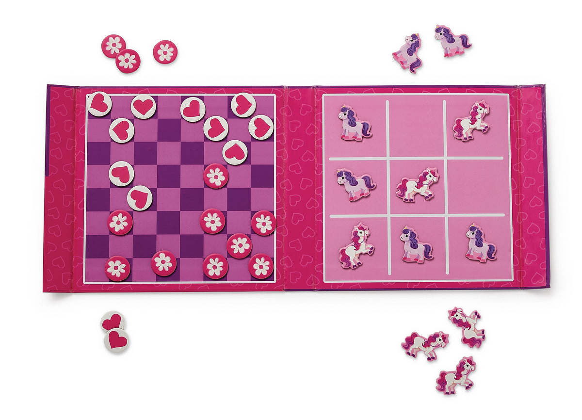 Juego Magnético Unicornios Damas/Tic Tac Toe