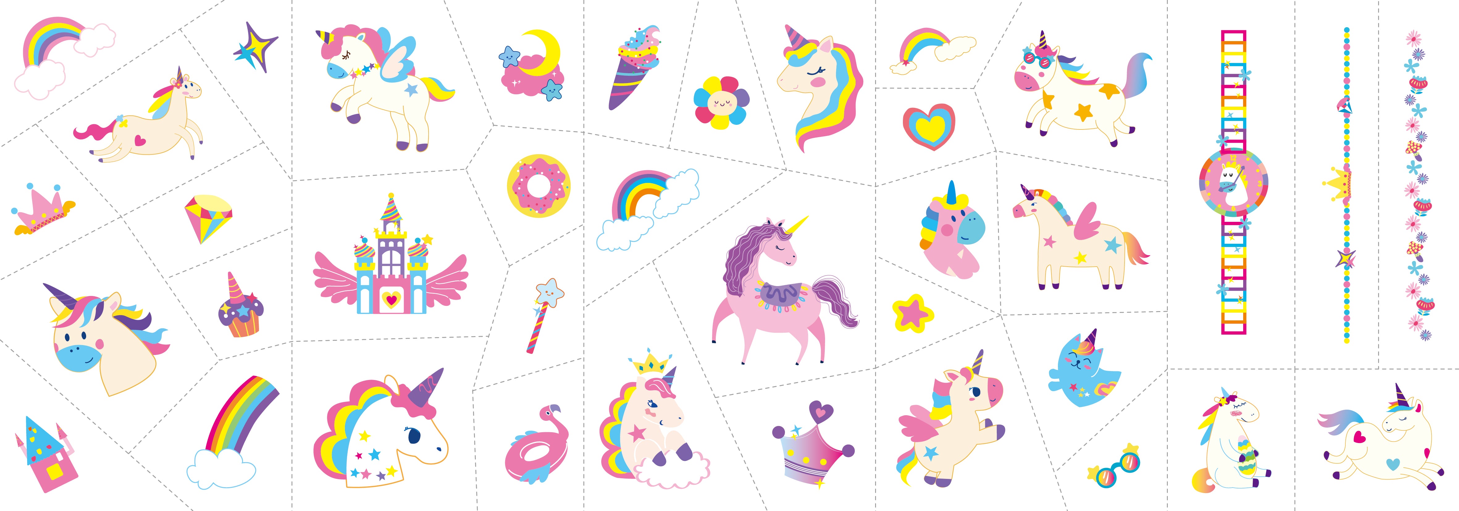 Tatuajes y Stickers Uñas Unicornios
