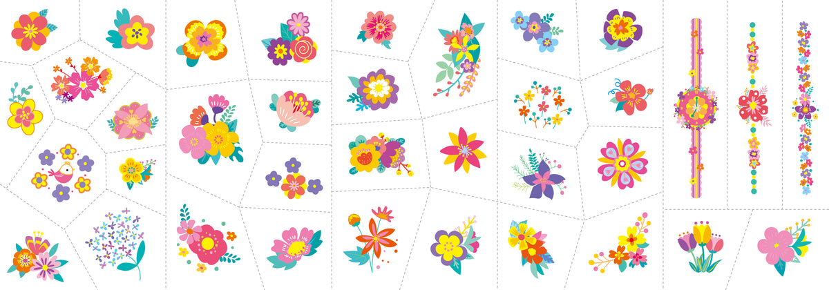 Tatuajes y Stickers Uñas Flores